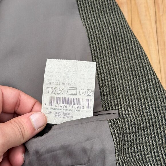 Hugo Boss Hopsack Blazer Wool Tweed Sport Coat Brown Einstein 44R - Picture 10 of 10